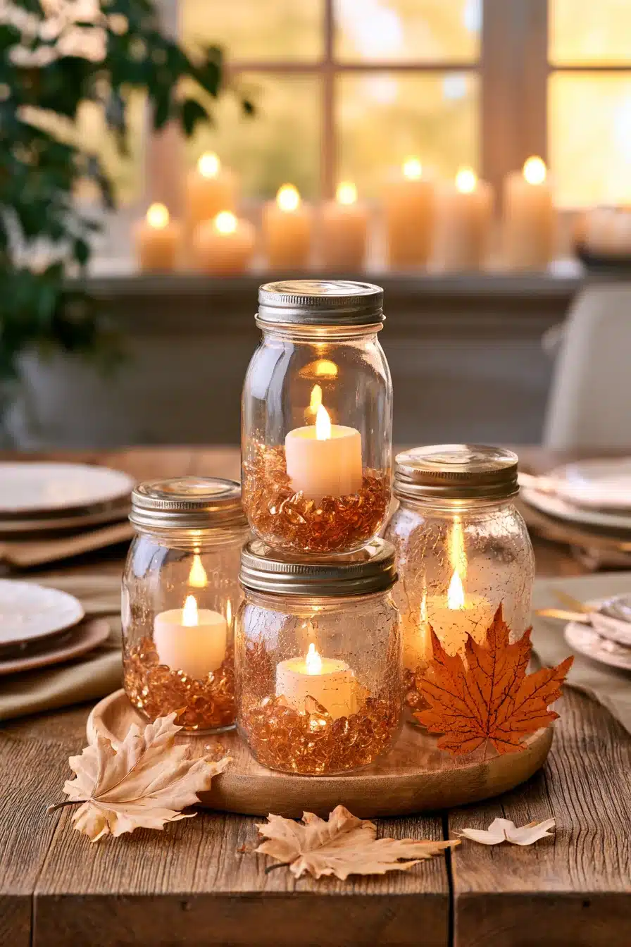 27 Charming Fall Mason Jar Centerpieces That Make Your Home Feel Cozy