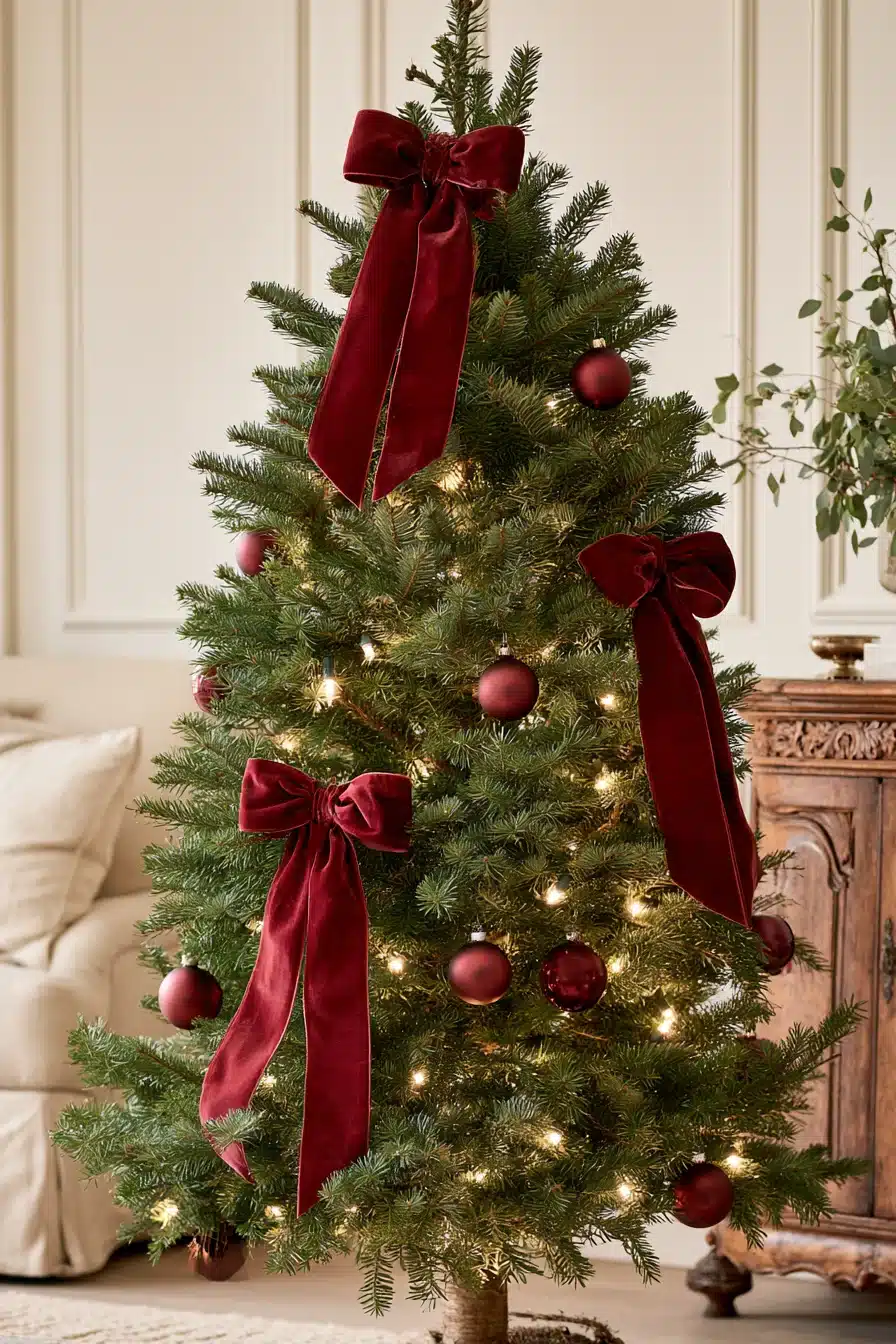 27 Elegant Burgundy Christmas Tree Ideas for a Warm and Magical Holiday
