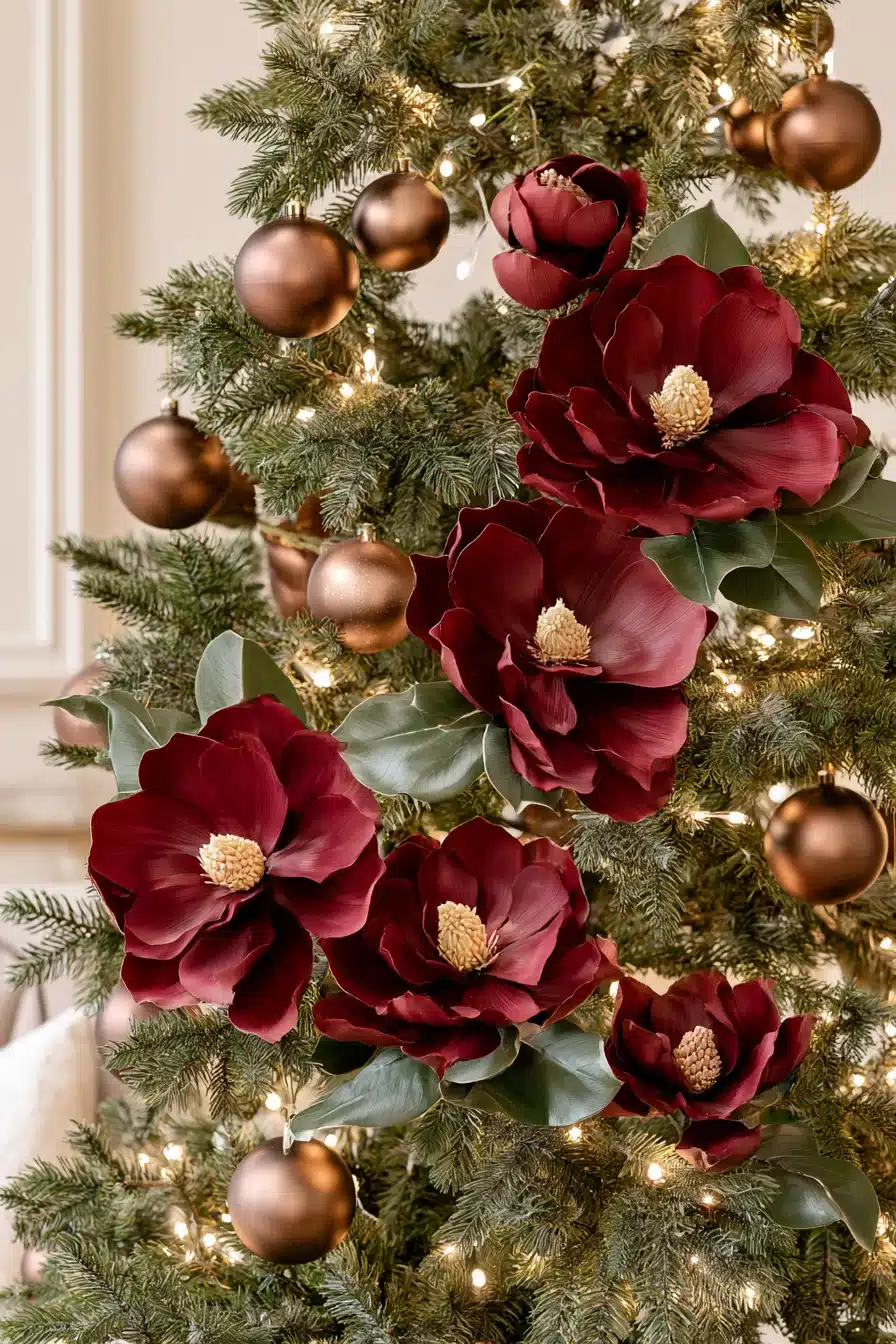 27 Elegant Burgundy Christmas Tree Ideas for a Warm and Magical Holiday