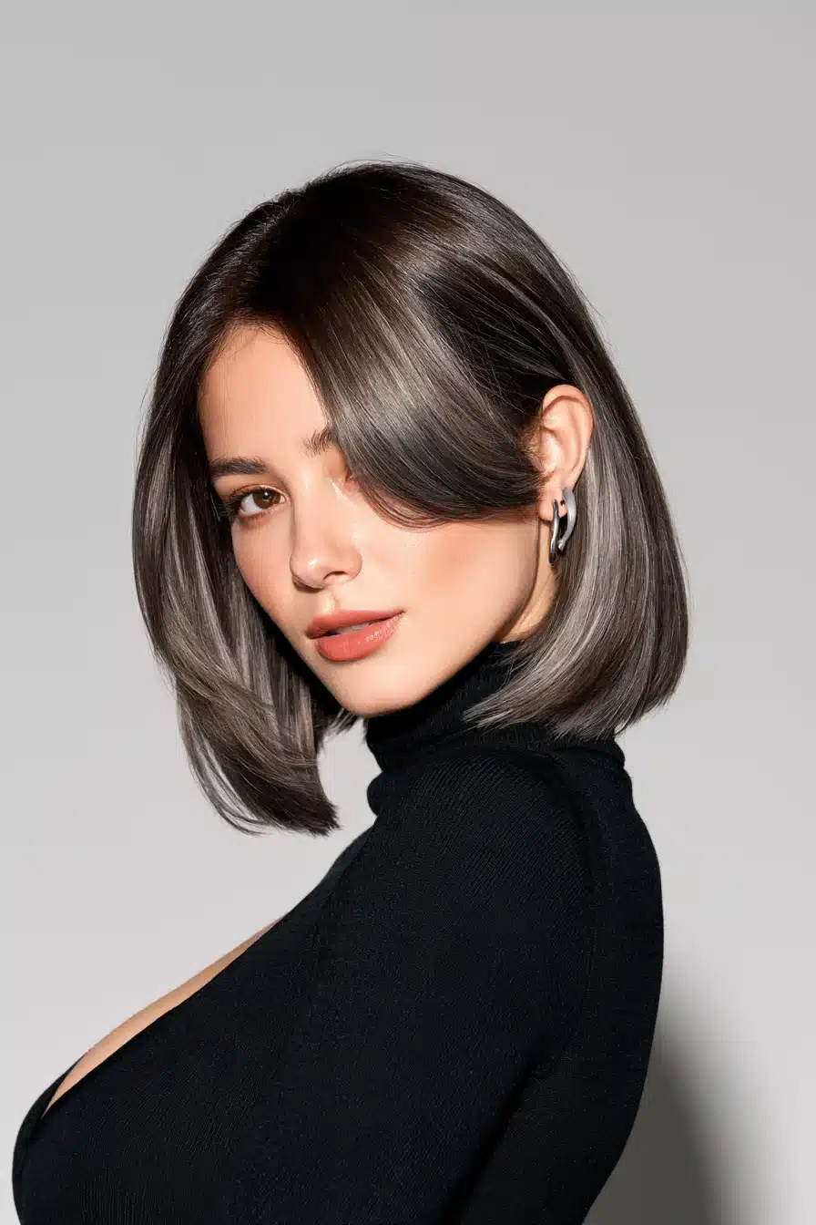 27 Beautiful Grey Blending Ideas for Dark Hair That Make Silver Strands Shine
