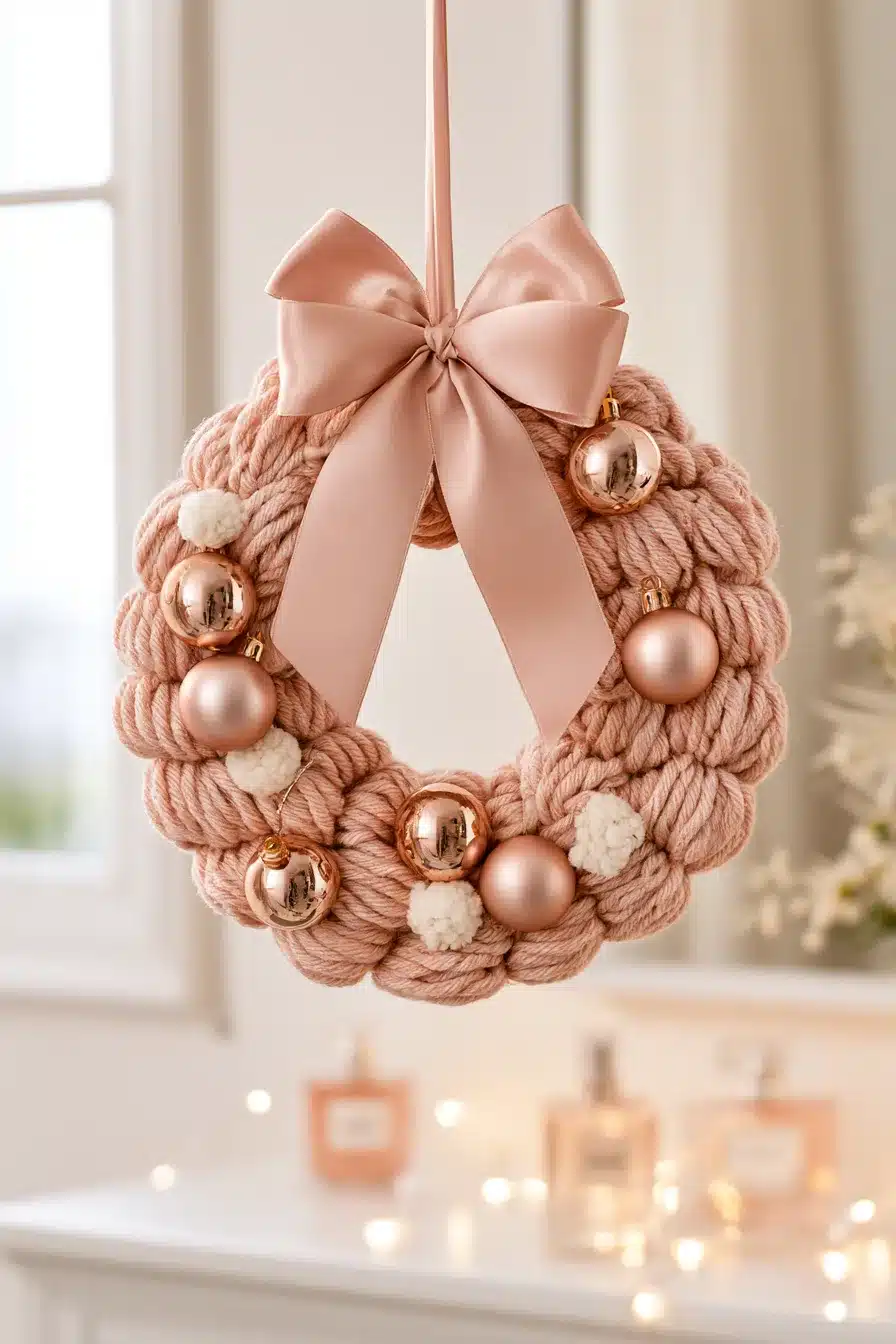 27 Cozy Christmas Yarn Wreaths to Make Your Front Door Feel Magical