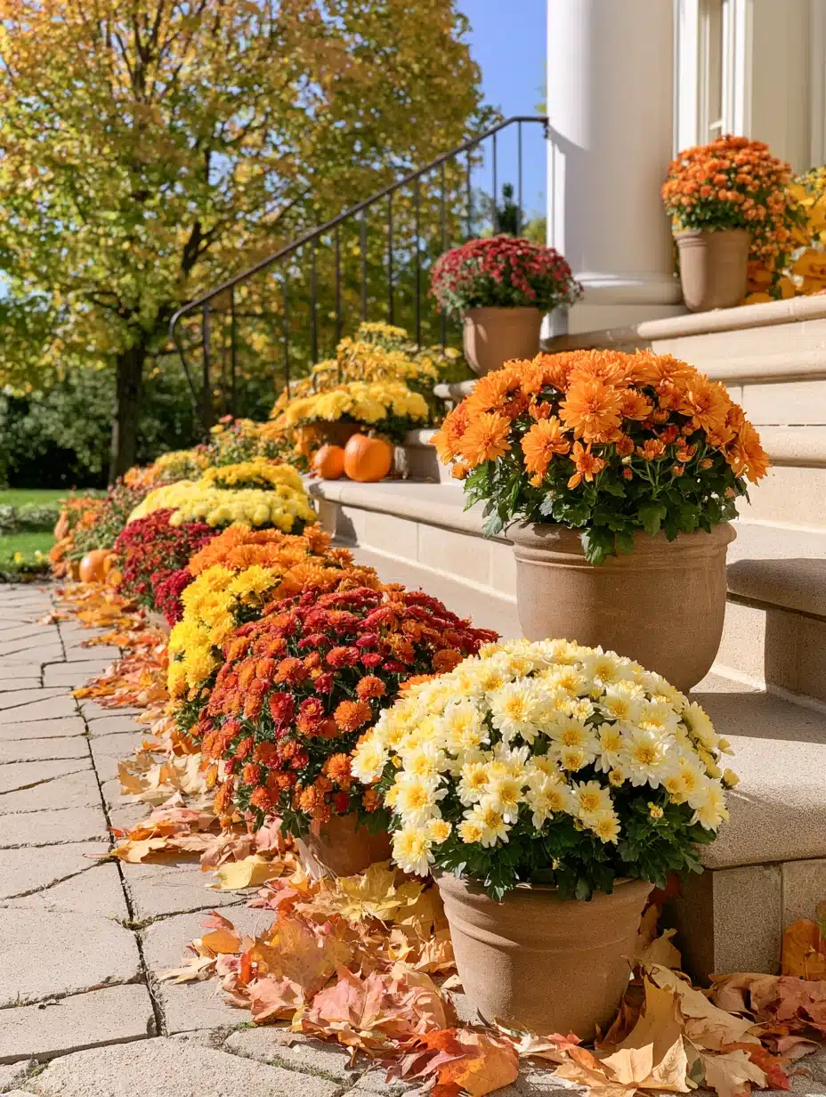27 Beautiful Mums Front Porch Ideas for a Colorful and Cozy Autumn Welcome