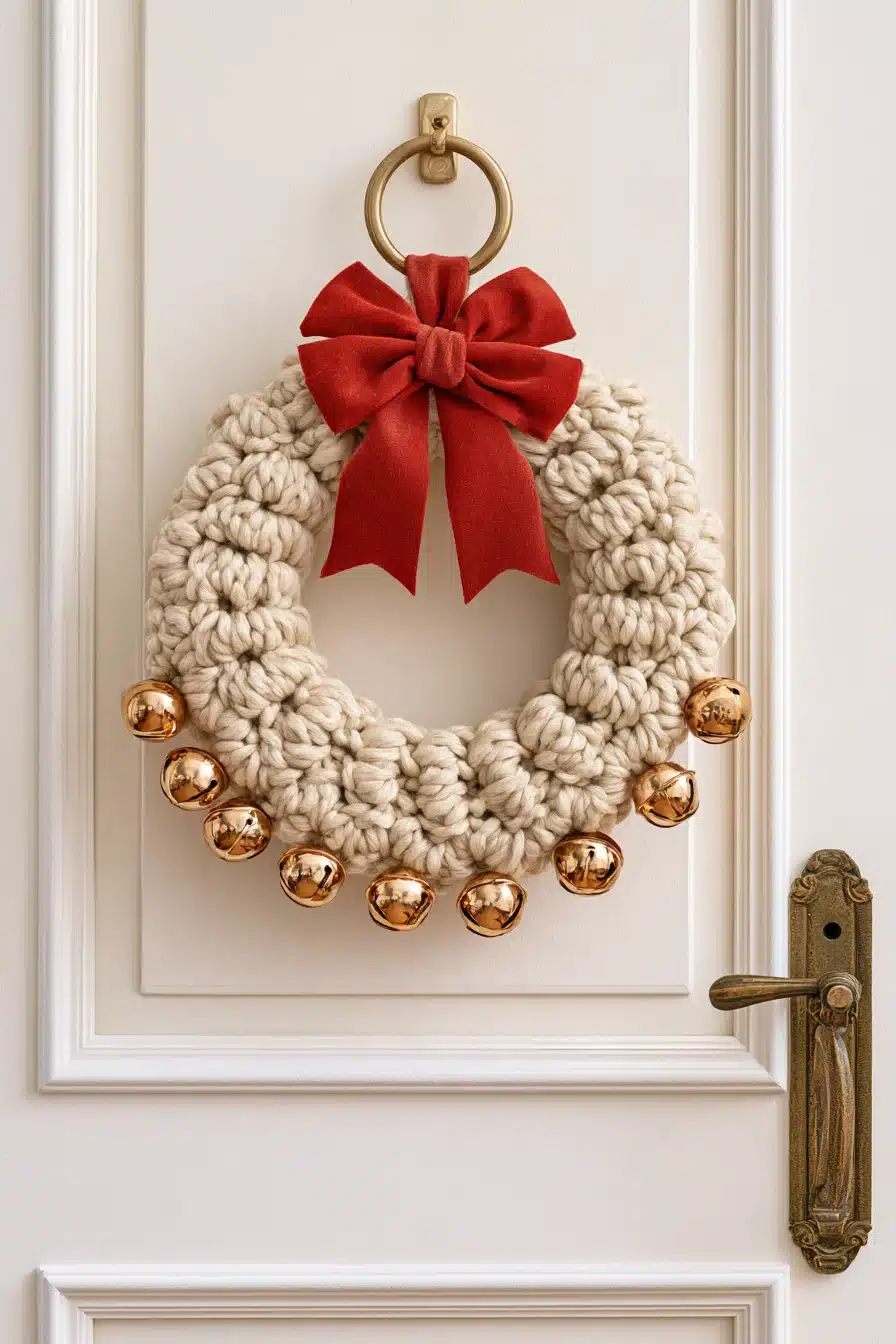 27 Cozy Christmas Yarn Wreaths to Make Your Front Door Feel Magical