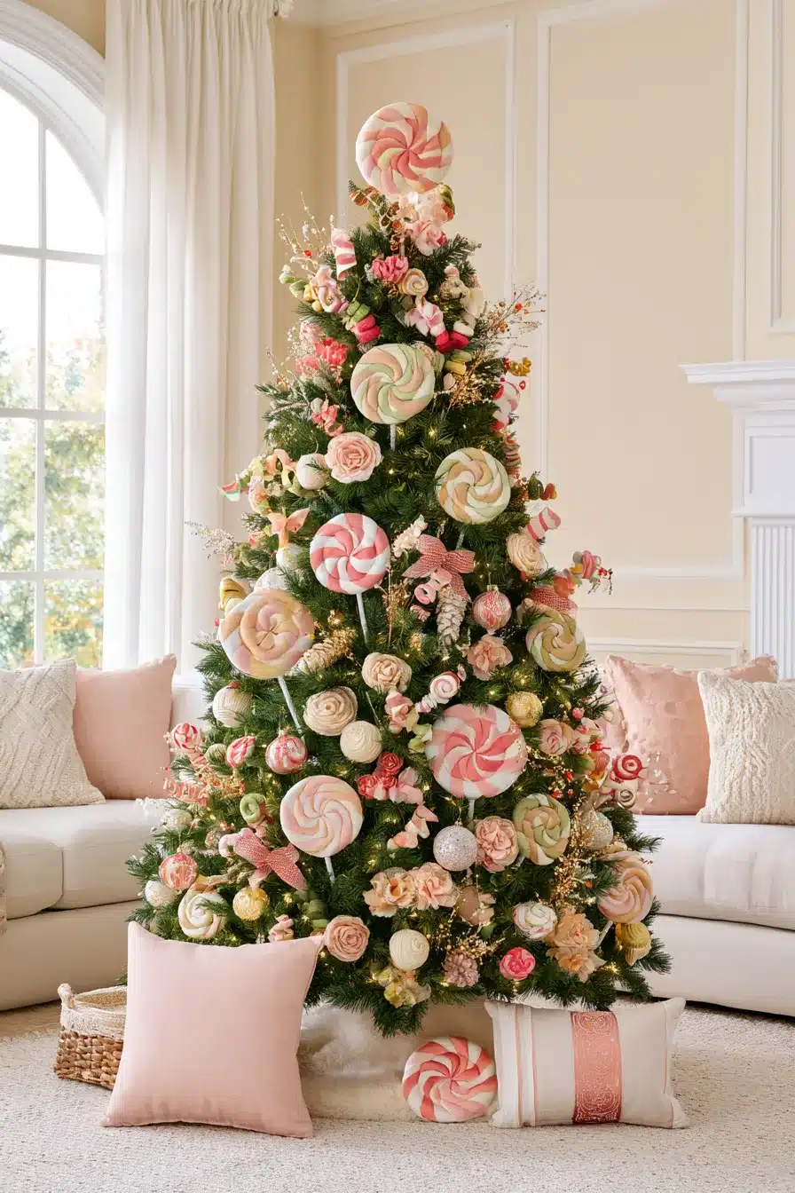 27 Whimsical Candyland Christmas Tree Ideas for a Sweet and Magical Holiday