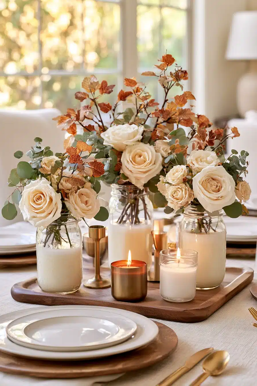 27 Charming Fall Mason Jar Centerpieces That Make Your Home Feel Cozy