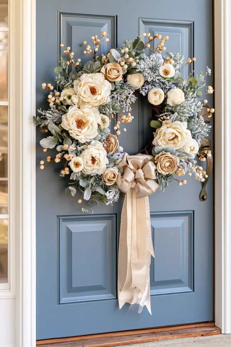 27 Beautiful Winter Wreaths for Front Door Charm and a Cozy Seasonal Welcome