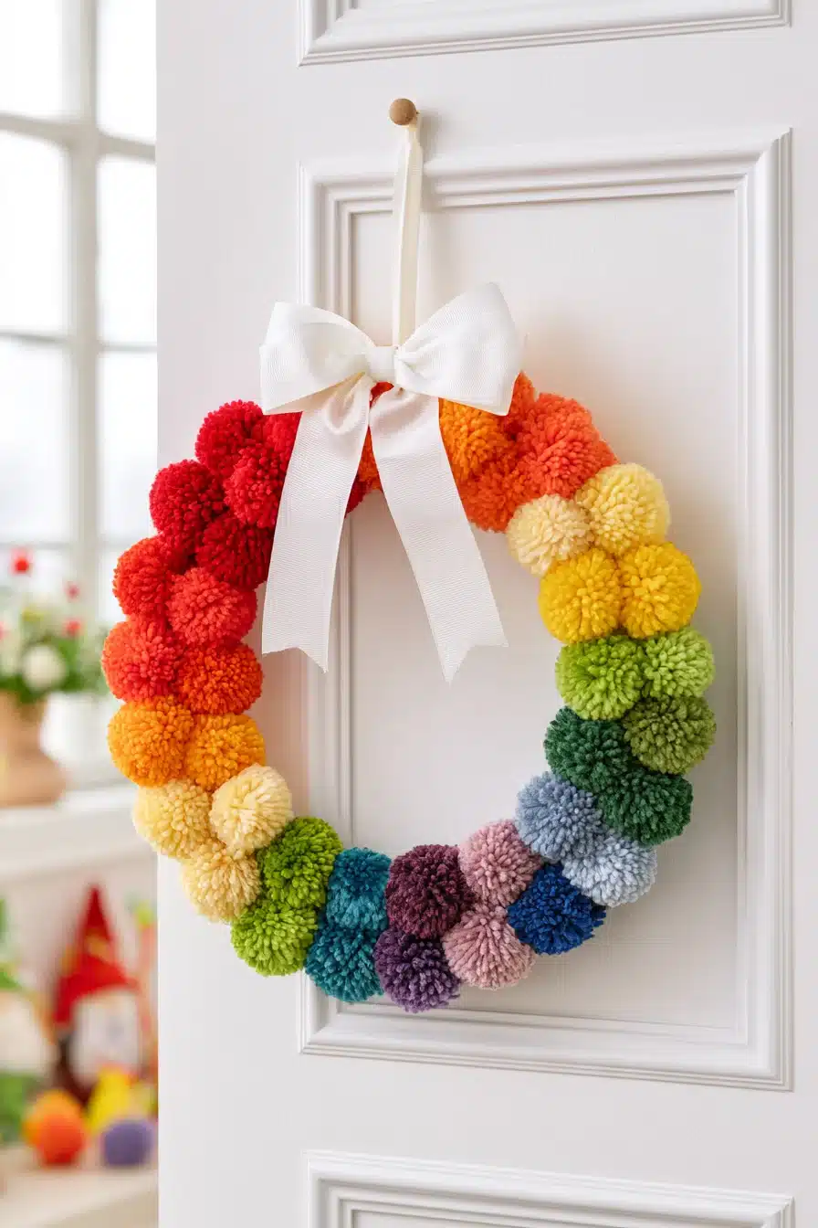 27 Cozy Christmas Yarn Wreaths to Make Your Front Door Feel Magical