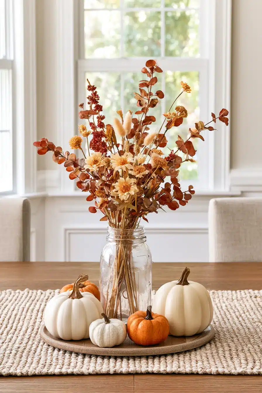27 Charming Fall Mason Jar Centerpieces That Make Your Home Feel Cozy