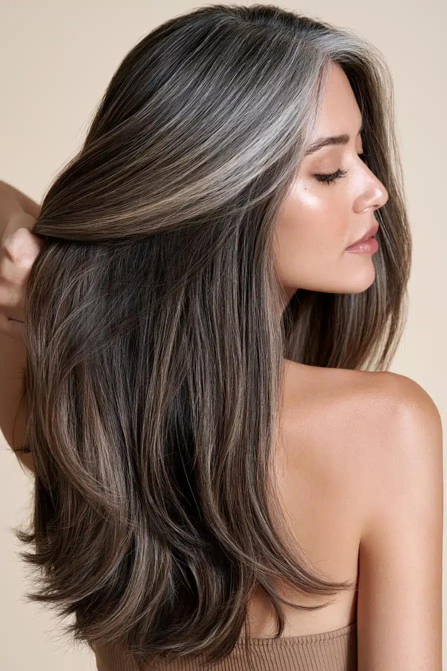 27 Beautiful Grey Blending Ideas for Dark Hair That Make Silver Strands Shine