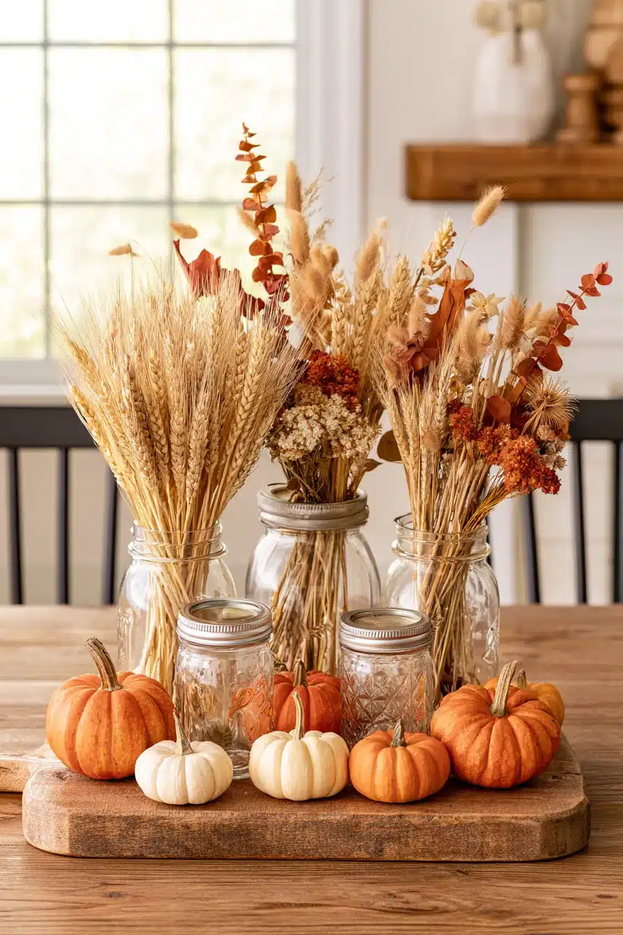 27 Charming Fall Mason Jar Centerpieces That Make Your Home Feel Cozy