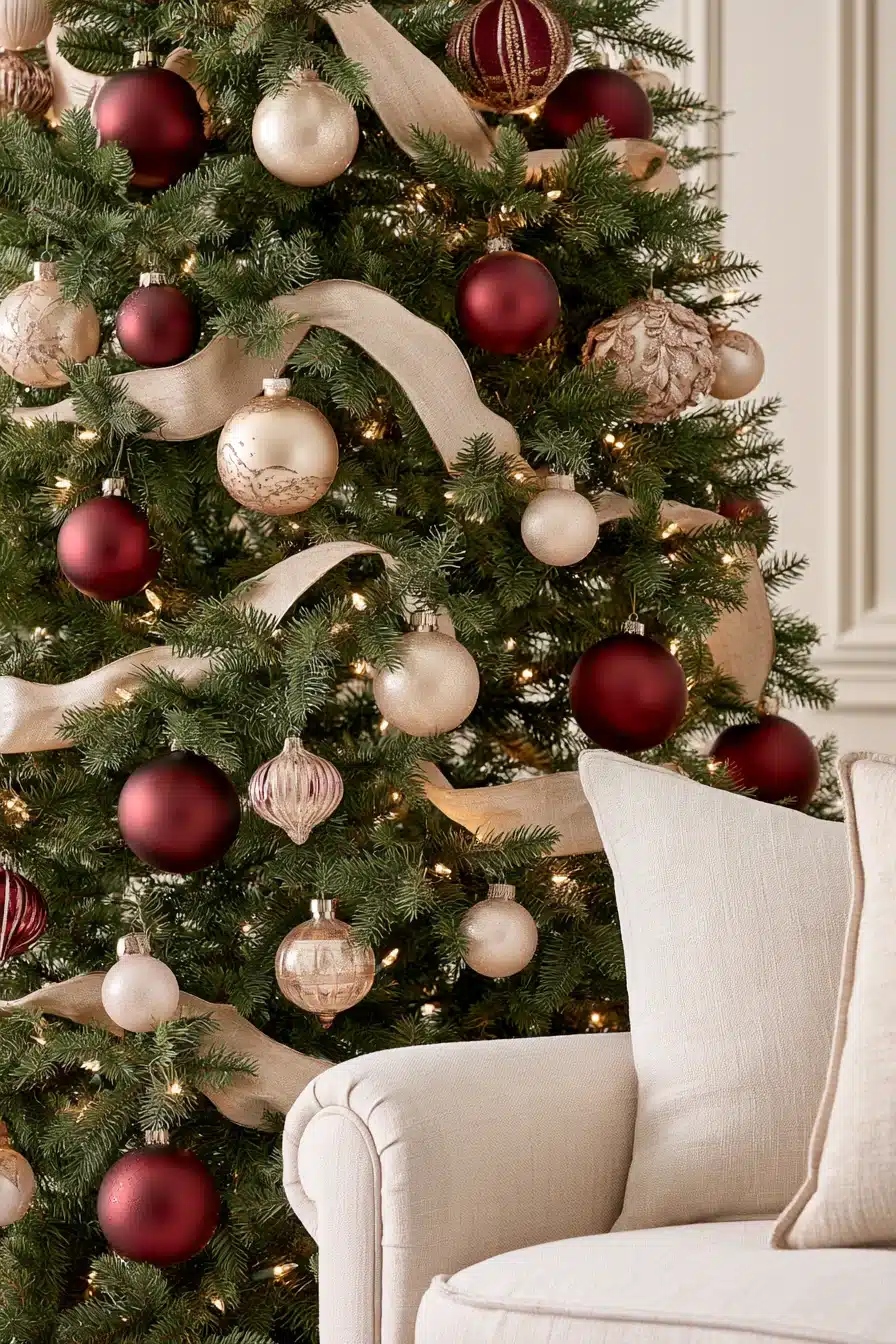 27 Elegant Burgundy Christmas Tree Ideas for a Warm and Magical Holiday