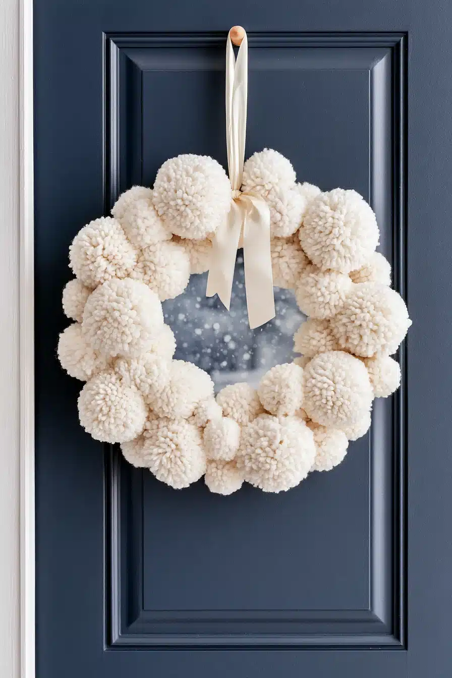 27 Cozy Christmas Yarn Wreaths to Make Your Front Door Feel Magical