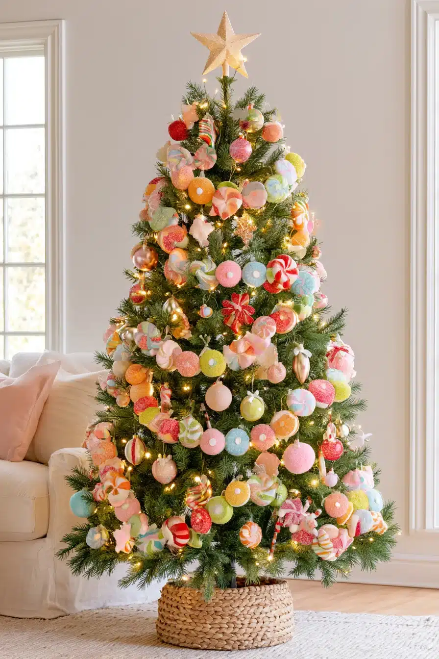 27 Whimsical Candyland Christmas Tree Ideas for a Sweet and Magical Holiday