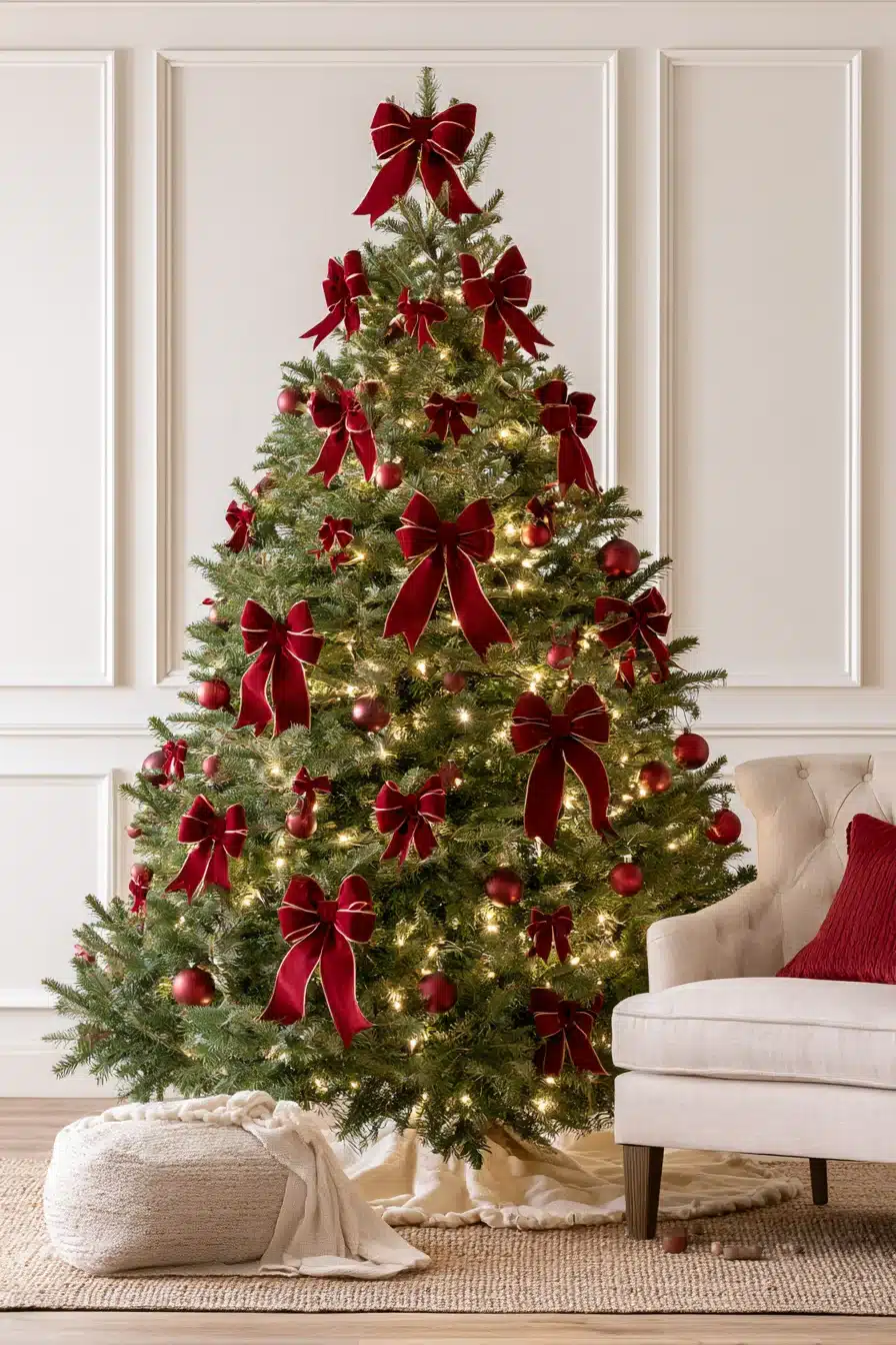 27 Elegant Burgundy Christmas Tree Ideas for a Warm and Magical Holiday