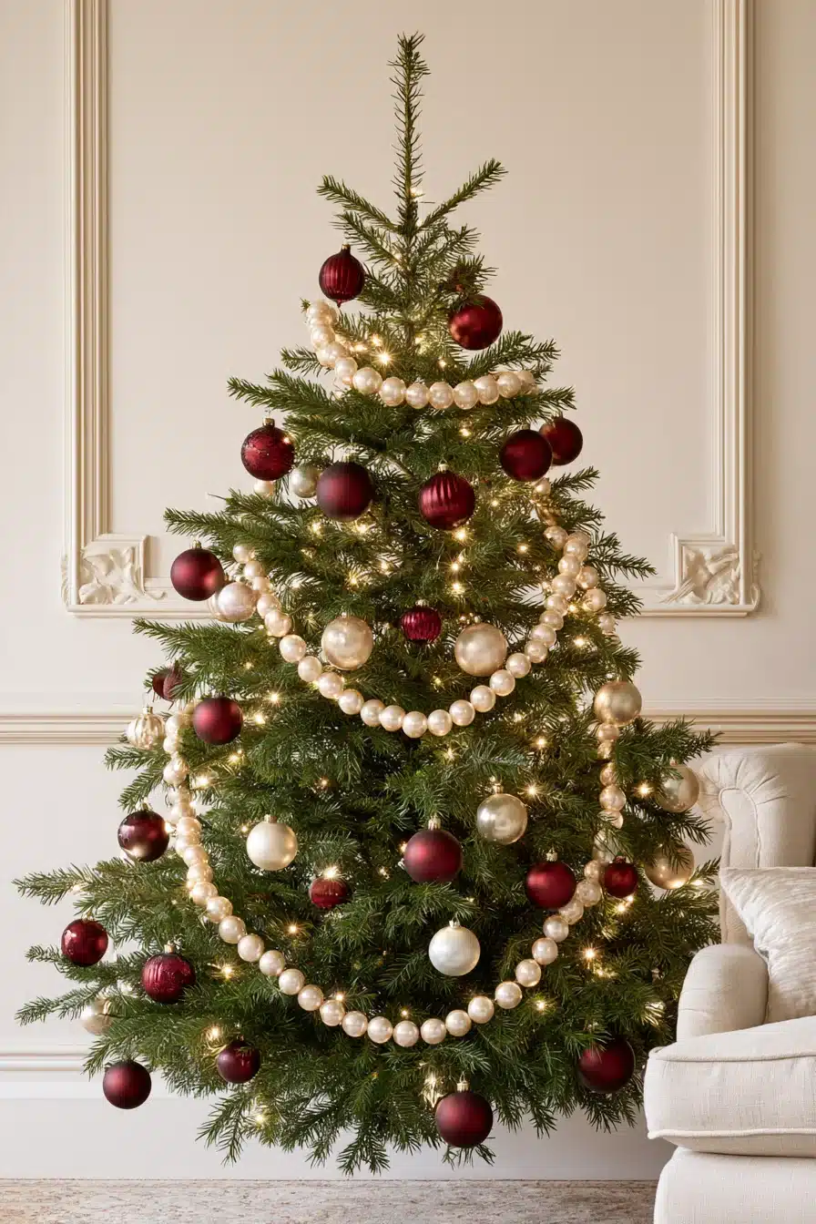 27 Elegant Burgundy Christmas Tree Ideas for a Warm and Magical Holiday
